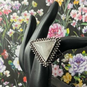 🍓 Silver Triangle Stone Hippie Boho Tribal Ring